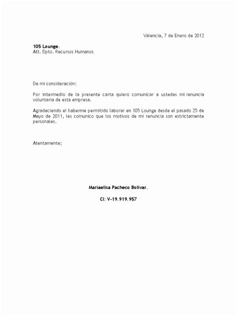 50 Formato Carta De Renuncia Sencilla