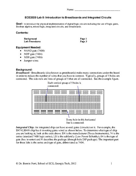 Ece2020 Lab0 Ece2020 Lab 0 Introduction To Breadboards And