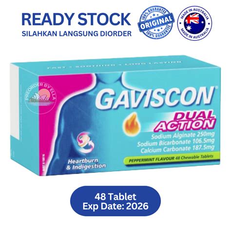 Jual Gaviscon Dual Double Action Peppermint Chewable Tablets