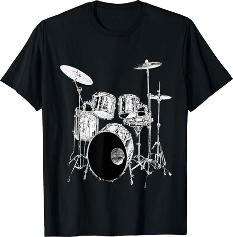 Drummer Classic Drum Set Musical Instruments T Shirt Uk