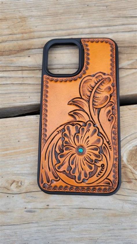 Phone Case Phone Case Personalized Leather Phone Case Tooled Phone Case