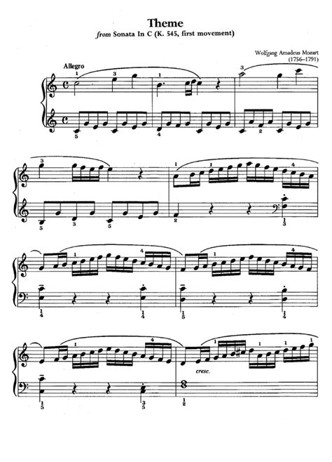 Sonata In C Major Easy Piano Sheet Music Easy Sheet Music