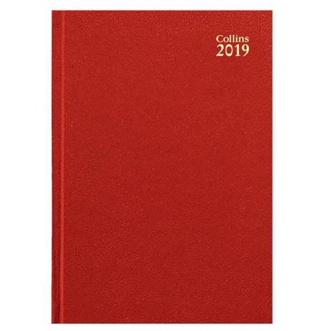 Collins A4 Desk Diary Week To View 2019 Red EXR66466CS A4 Diaries