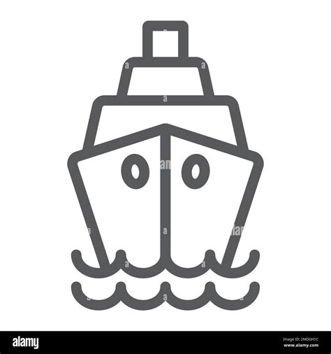 Ship Line Icon Cruise And Sail Boat Sign Vector Graphics A Linear