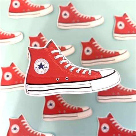 Red Converse Sticker Waterproof Sticker Laptop Sticker Etsy