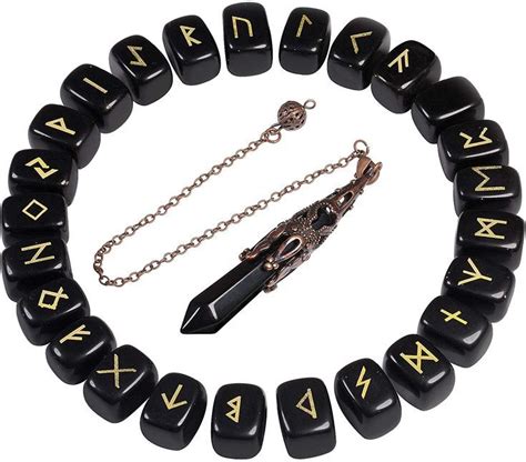 Powerful Black Obsidian Runes Stones Set