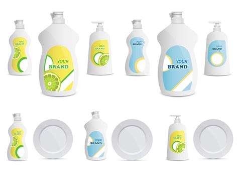 Dishwashing liquid bottle vector design illustration set isolated on ...