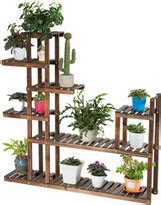 Arlmont Co Abrao Rectangular Multi Tiered Solid Wood Plant Stand