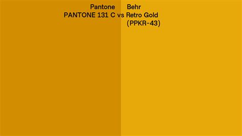 Pantone 131 C Vs Behr Retro Gold PPKR 43 Side By Side Comparison