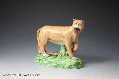 Antique Staffordshire Pottery Figure Of A Lioness By Dale Pottery