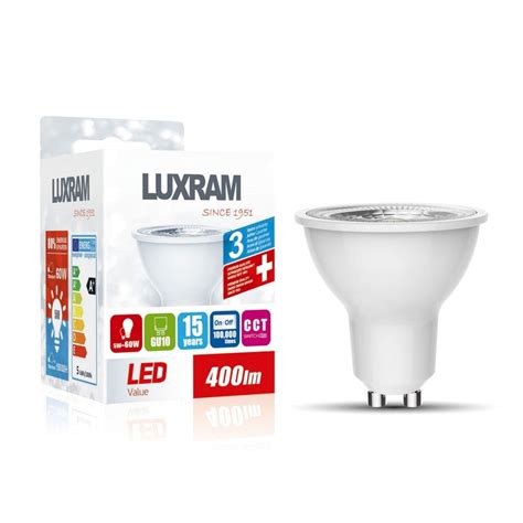 Luxram Cct Gu10 Led Gu10 5w Switchable Colour Temperature 400lm Light