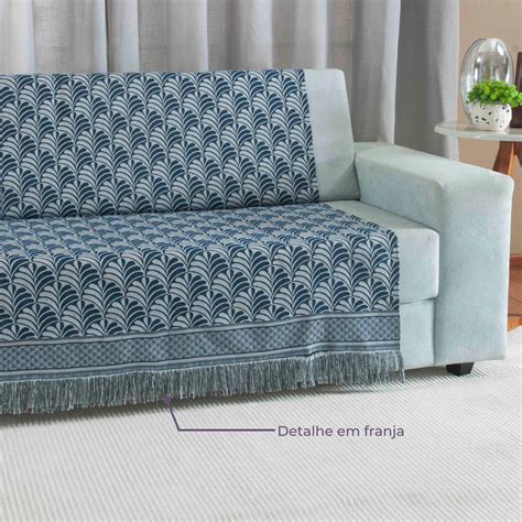 Manta Xale Para Sofa 1 Peça Luxor jacquard Valle Enxovais Azul