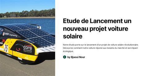 Etude De Lancement Un Nouveau Projet Voiture Solaire