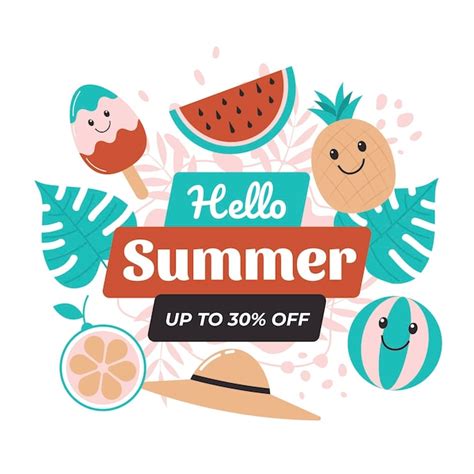 Free Vector Hand Drawn Hello Summer Sale Illustration