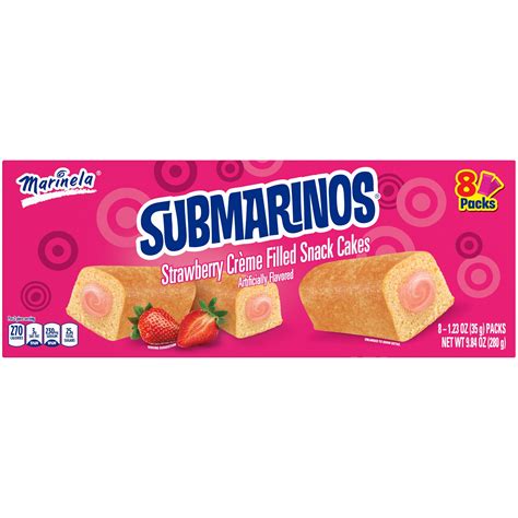 Marinela Submarinos Fresa Strawberry Crème Filled Snack Cakes