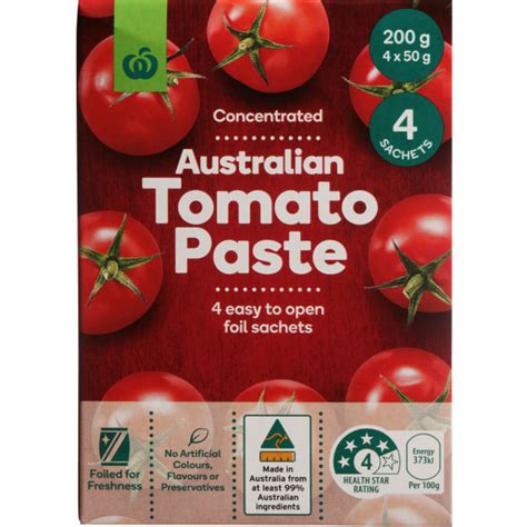 Woolworths Tomato Paste Sachet 4 Pack Bunch