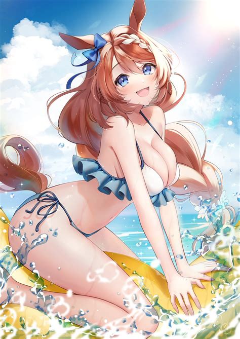 スーパークリークウマ娘 「☀️「トレーナーさんも一緒に遊びませんか」🌊 ウマ娘 スーパークリーク 」三日月ミカ🌙のイラスト