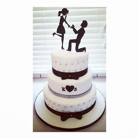 Engagement Cake Quilted Hand Made Silhouettes Engagement Proposal Love