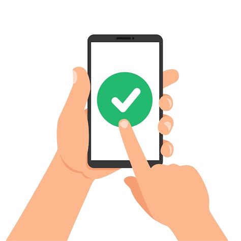 Premium Vector Check Mark On Smartphone Screen Hand Holding Mobile