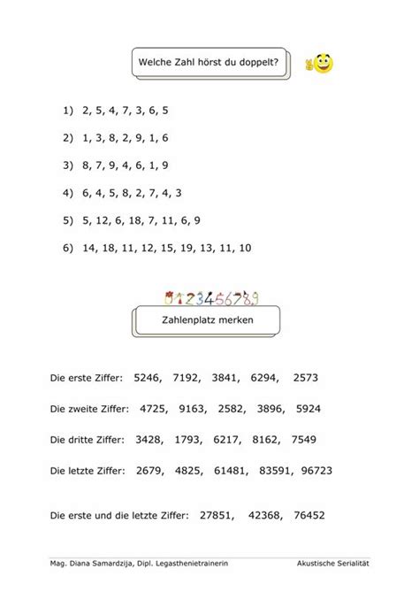 Welche Zahl hörst du doppelt Therapiematerial LRS Dyskalkulie