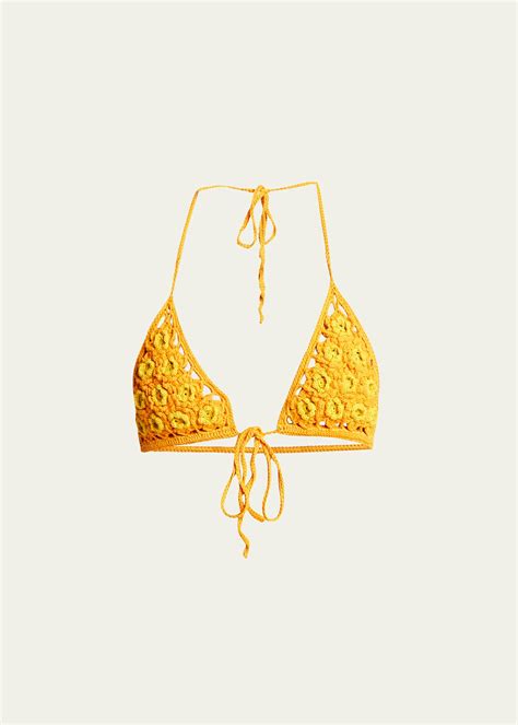 Cult Gaia Alivia Halter Crochet Bikini Top Bergdorf Goodman