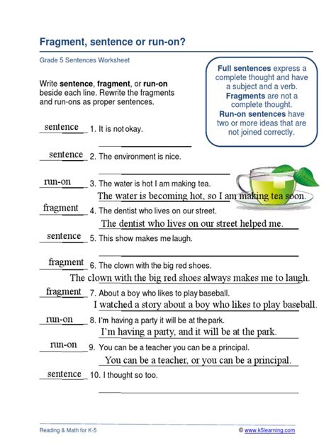 Run On Sentence 1 PDF Worksheets Library