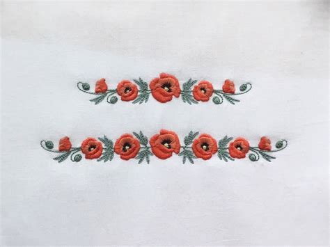 Border Of Poppies Machine Embroidery Design Remembrance Day Etsy Uk