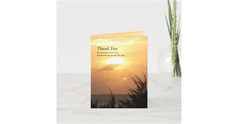 Seaside Tranquil Sunset Thank You For Sympathy Thank You Card Zazzle