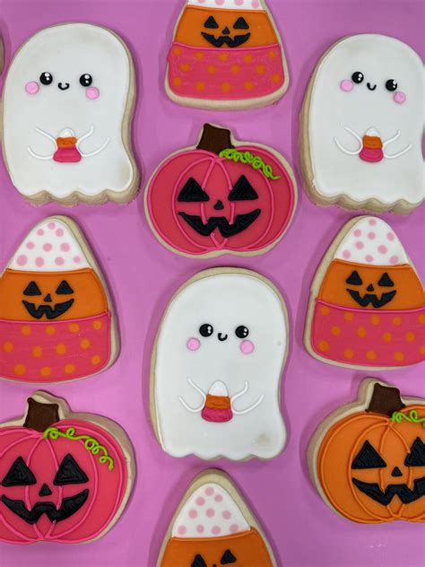 Pink and Orange Halloween Cookie Set - Hayley Cakes and Cookies Hayley ...