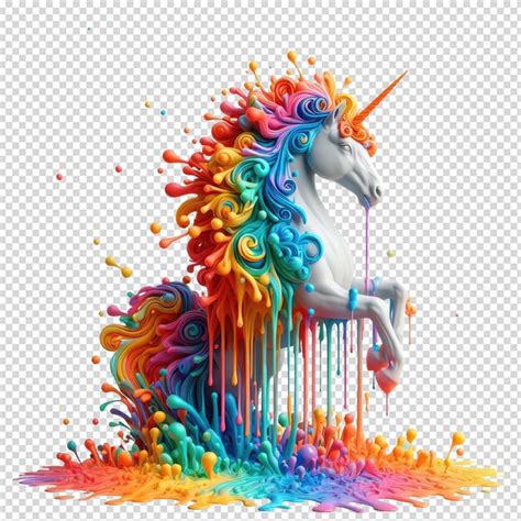 Una Pintura De Un Unicornio Con Una Melena Y Cola De Color Arco Iris