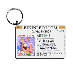 SpongeBob Bikini Bottom Drivers License Keychain Bundle 3 Pack