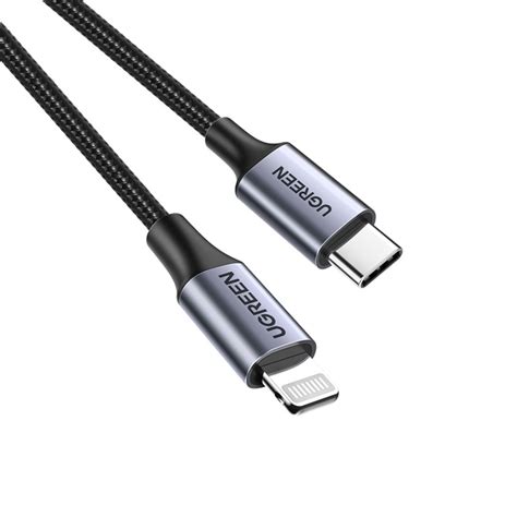 Black Ugreen Braided Mfi Type C To Lightning Pd Fast Charge 1m Cable