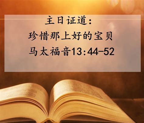 主日证道 珍惜那上好的宝贝 马太福音1344 52 A年五旬期第十主日（20230806） 北京福音路德教会