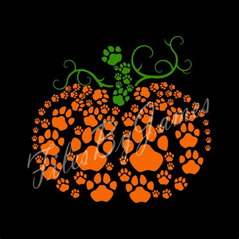 Halloween Fall Pumpkin Paw Print Svg File Jack O Lantern Design Cricut