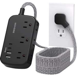 Lukyamzn Ft Flat Plug Power Strip Extension Cord With Outlets