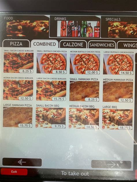 Carta de pizzería MWR Pizza Villa Rota