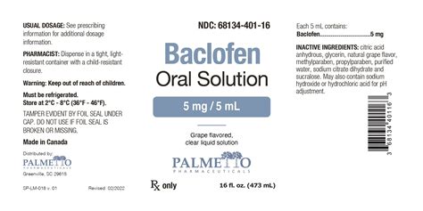 Baclofen Oral Solution Package Insert