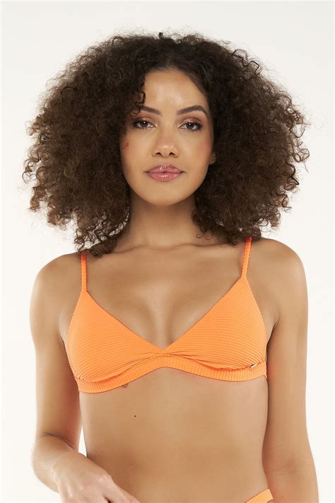 Sutiã Biquíni Laguna Textura Laranja Neon Ilha Bikini