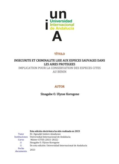 Insecurite Et Criminalite Liee Aux Especes Sauvages Dans Les Aires