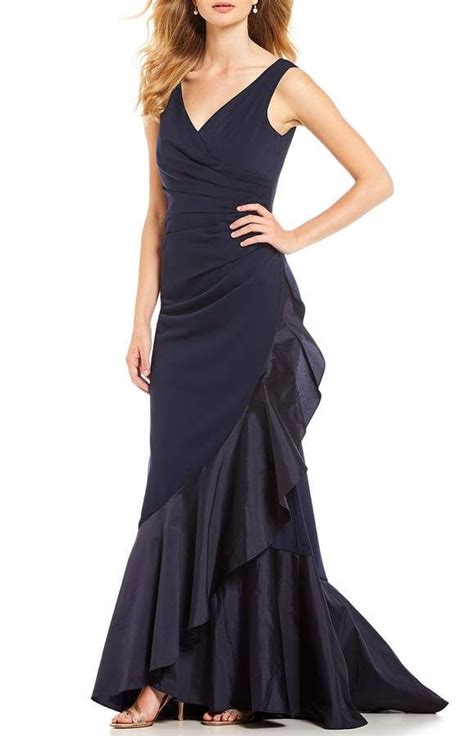 Carmen Marc Valvo Infusion Surplice Neck Ruffle Wrap Gown Affiliatelink