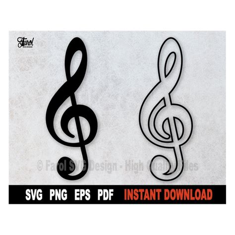 Treble Clef Svg Music Notes Svg File For Cricut Black Silh Inspire