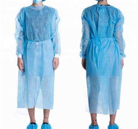 Disposable Blue Non Woven Isolation Gown With Elastic Cuff Cpe Tpe Glove