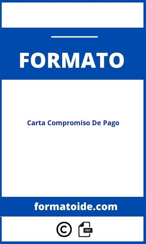 Formato De Carta Compromiso De Pago Modelo Word Pdf