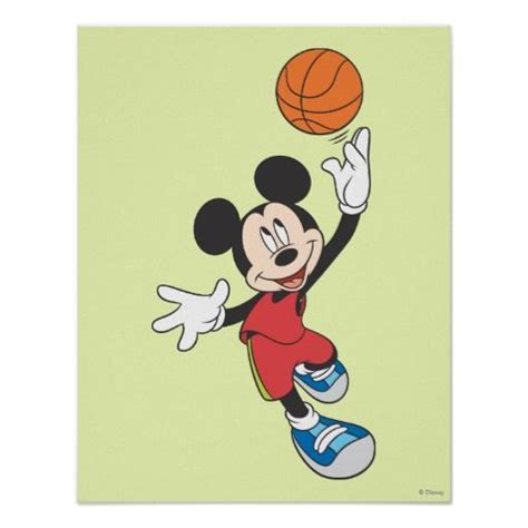 A Mickey Mouse Cartoon Character With A Basketball Poster