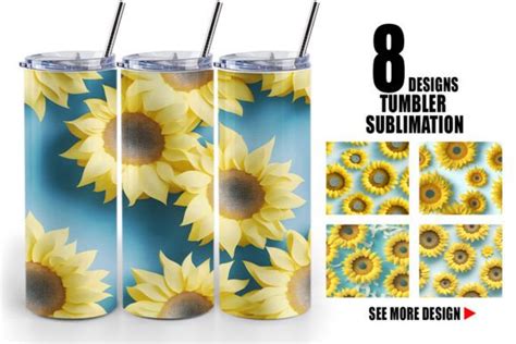 Tumbler D Sunflowers Pattern Graphic By Artnoy Creative Fabrica