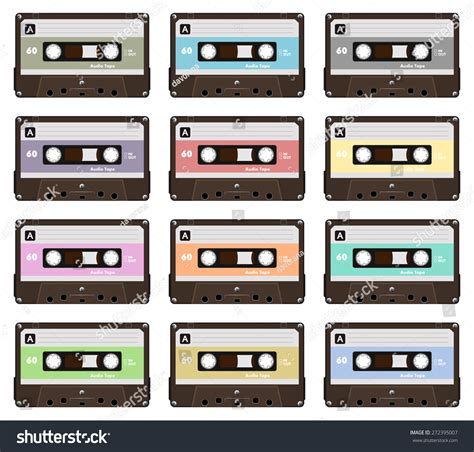 Collection Nine Colorful Plastic Audio Cassette Stock Vector 272395007