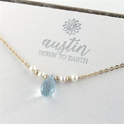 Blue Topaz Necklace December Birthstone Birthstone Necklace Etsy