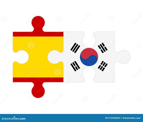 Puzzle Of Flags Of Spain And South Korea Vector Stock Vector