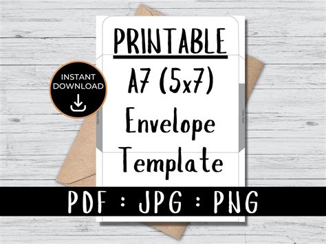 Printable Envelope Template, A7 Size for 5x7 Greeting Cards, PDF/JPG/PNG, Instant Download ...