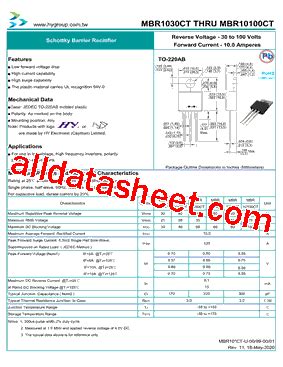 MBR1030CT Datasheet PDF HY ELECTRONIC CORP